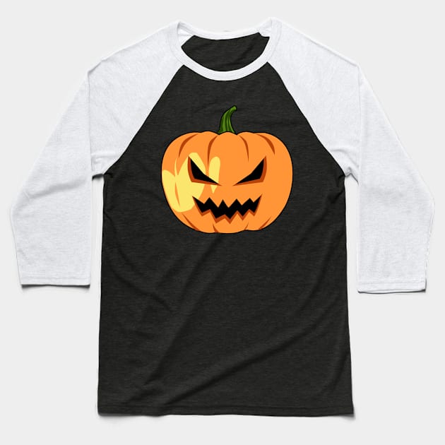 Halloween Creepy Pumpkin Face Baseball T-Shirt by denip